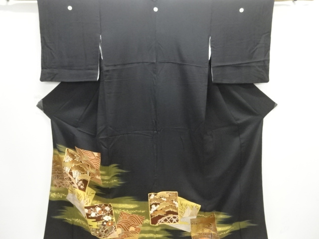 JAPANESE KIMONO / TOMESODE / EMBROIDERY / FLORAL PLANTS